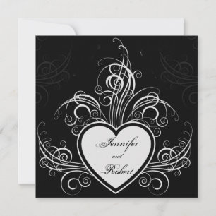 Convite para casamento do coração do Grafite mod