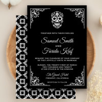 Convite para Casamento do Crânio de Açúcar Negro e