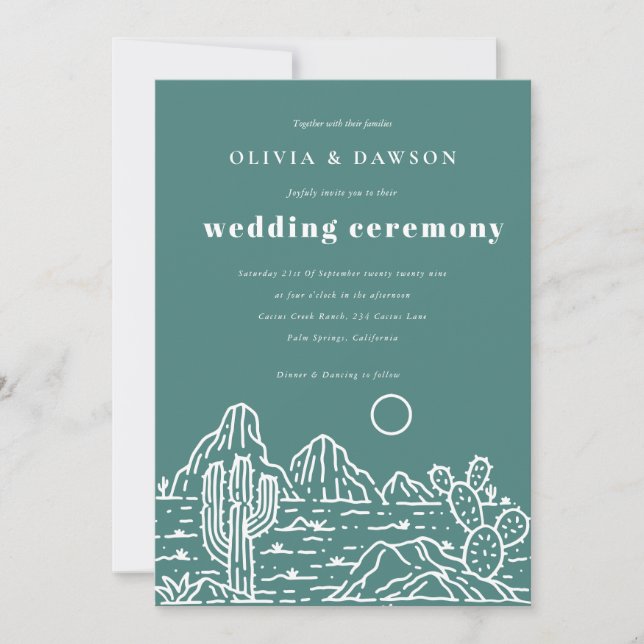 Convite para Casamento do Deserto de Arte da Linha (Frente)