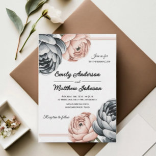 Convite para Casamento do Designer de Rosa Moderno