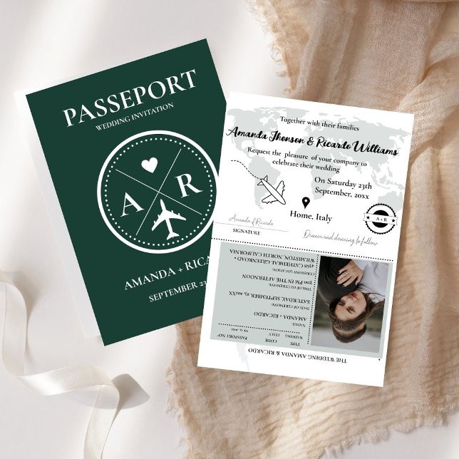 Convite para casamento do Elegant Emerald Passport (Criador carregado)