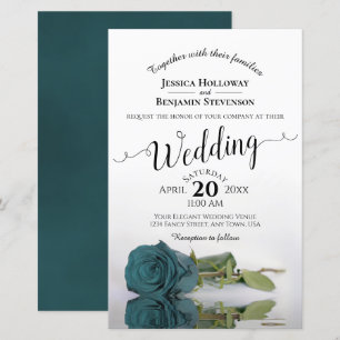 Convite para casamento do Elegante Teal Rosa BUDGE