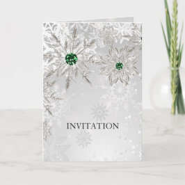 convite para casamento do esmerald green snowflake