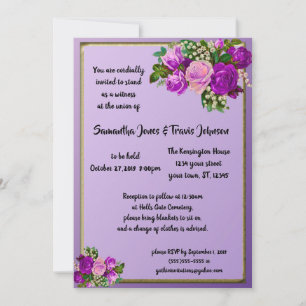 Convite para casamento do Gótico de Rosa violeta 