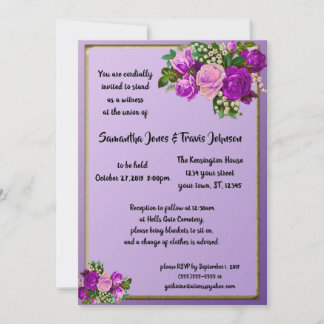 Convite para casamento do Gótico de Rosa violeta r
