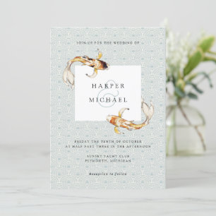 convite para casamento do koi de carpa d'água