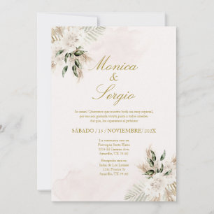 Convite para casamento do legante beige pampa em e