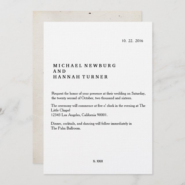 Convite para casamento do livro Vintage (Frente/Verso)