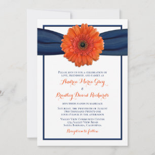 Convite para casamento do Marinho Orange Gerbera D