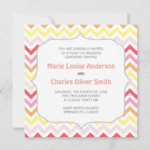 Convite para Casamento do Moderno Sherbert Chevron