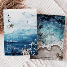 Convite para Casamento do Monograma do Oceano Russ