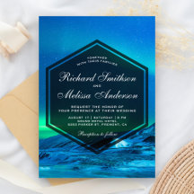 Convite para casamento do Norte Aurora Ártico