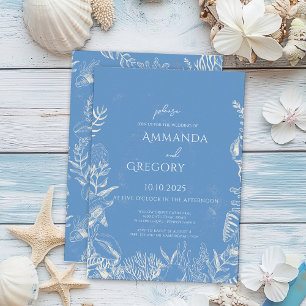 Convite para Casamento do Oceano Toile Azul