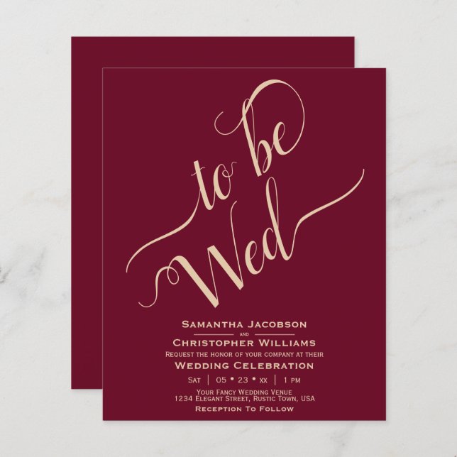 Convite para Casamento do ORÇAMENTO da Borgonha Mi (Frente/Verso)