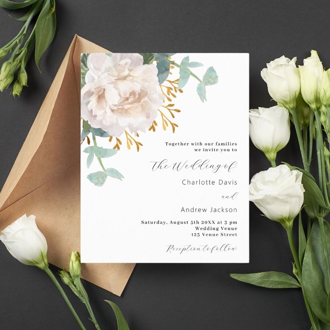 Convite para casamento do orçamento floral branco (Criador carregado)