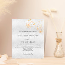 Convite para casamento do orçamento floral de ouro