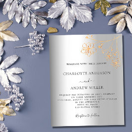 Convite para casamento do orçamento floral de ouro