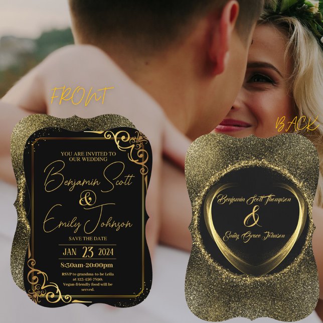 convite para casamento do ouro e da elegância mode (Criador carregado)