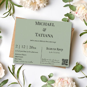convite para casamento do sage green rsvp qr code