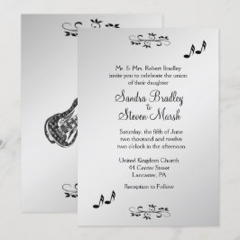 Convite para casamento do tema guitarra 5 x 7"