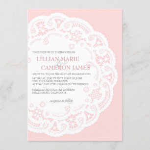 Convite para Casamento Doily Lace Blush