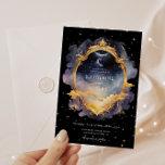 Convite para Casamento Dourado Azul Místico Celest<br><div class="desc">Nossa coleção "Casamento Celestial Místico" apresenta elementos celestes de aquarela em tons azuis e ouros emparelhados com uma elegante letra de script serif. Você pode encontrar itens correspondentes desta coleção em nossa loja. Entre em contato conosco por e-mail ou bate-papo se você tiver alguma solicitação especial e nós teremos todo...</div>