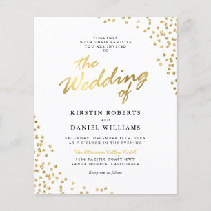 Convite para Casamento Dourado de Literatura Branc