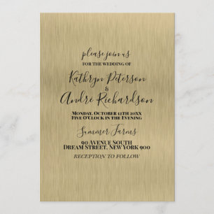 Convite para Casamento Dourado de Metal