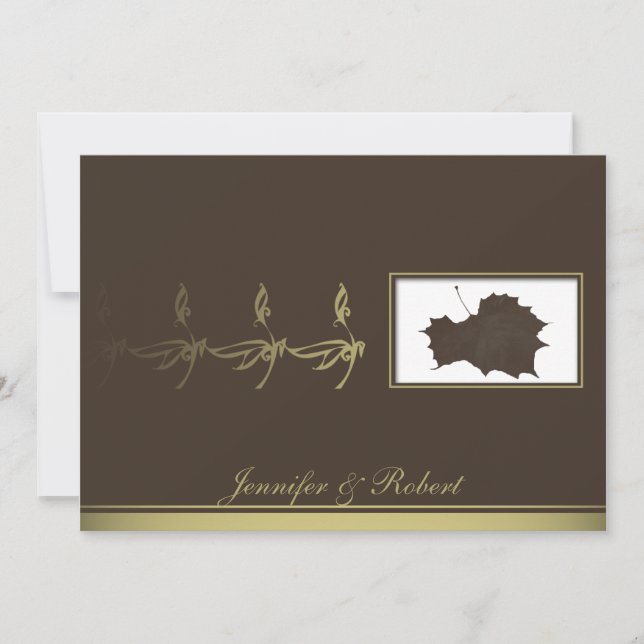 Convite para Casamento Dourado de outono (Frente)