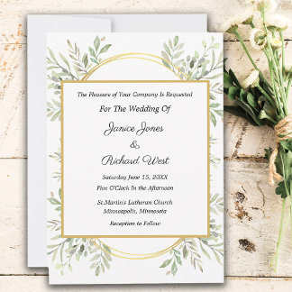 Convite para Casamento Dourado de Quadro Eucalyptu