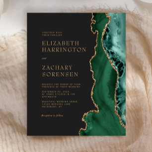 Convite para Casamento Dourado do Agate Verde Emer