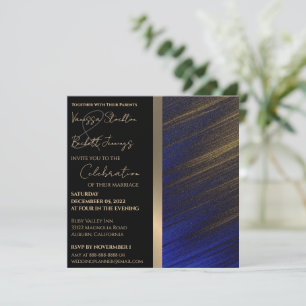 Convite para Casamento Dourado e Azul