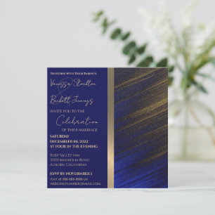 Convite para Casamento Dourado e Azul