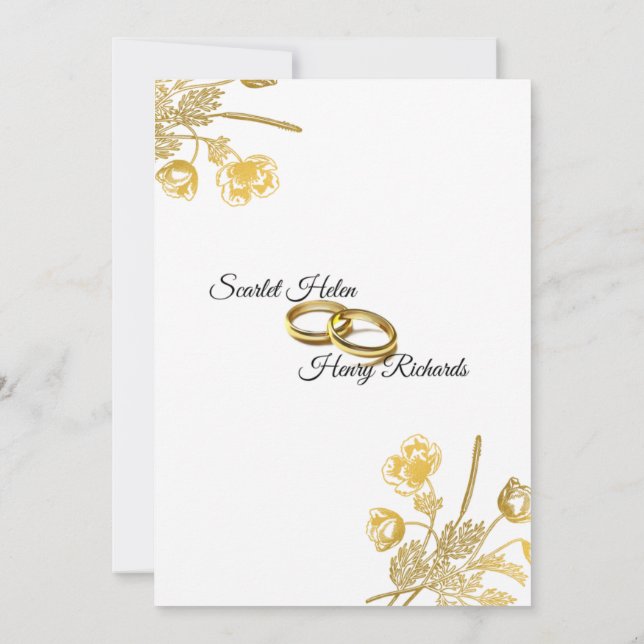 Convite para Casamento Dourado e Branco (Verso)