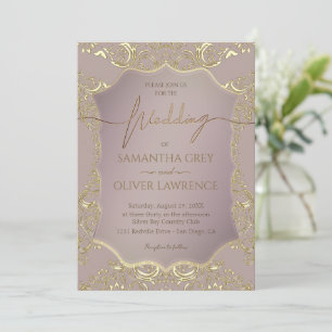 Convite para Casamento Dourado e Cor-de-rosa