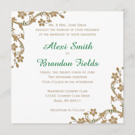 Convite para Casamento Dourado e Esmeralda