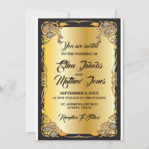 Convite para casamento Dourado e negro