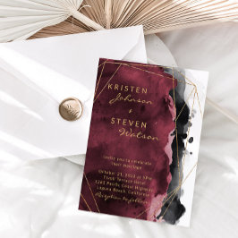 Convite para Casamento Dourado e Negro da Burgundy