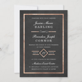 Convite para Casamento Dourado e Negro em Deco Mod