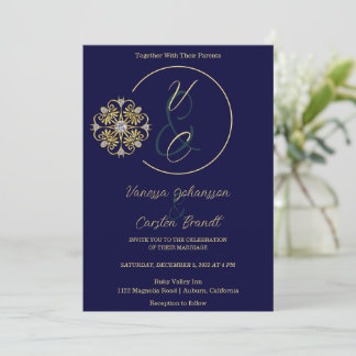 Convite para Casamento Dourado e Ouros