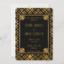 Convite para Casamento Dourado e Preto