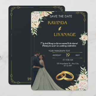 Convite Para Casamento Dourado E Preto Premium