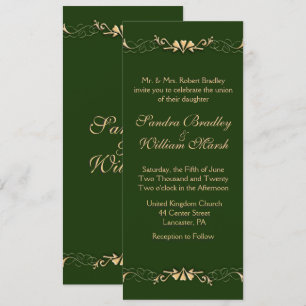 Convite para Casamento Dourado e Verde Hunter