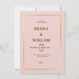 Convite para Casamento Dourado e Vermelho Elegante