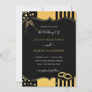 Convite para Casamento Dourado Elegante de Quadro 