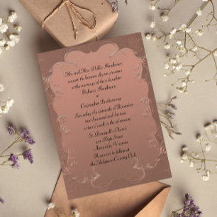 Convite para Casamento Dourado Elegante Rosa