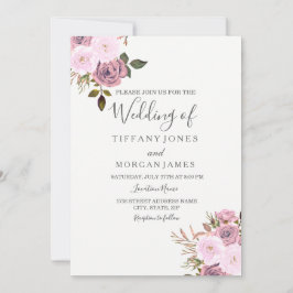 Convite para Casamento Dourado Elegante Rosa e Ros