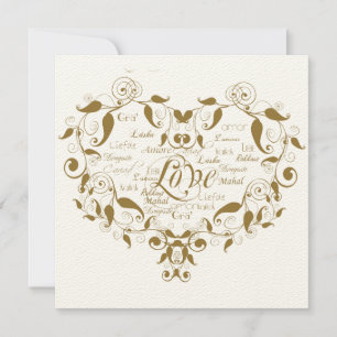 Convite para Casamento Dourado em Qualquer Língua
