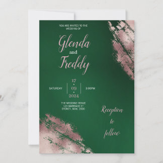 Convite para Casamento Dourado Emerald Green e Ros