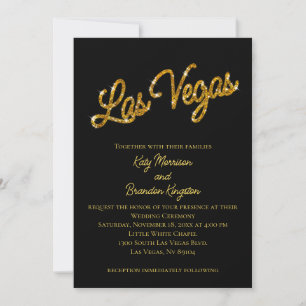 Convite para Casamento Dourado Las Vegas Sparkles
